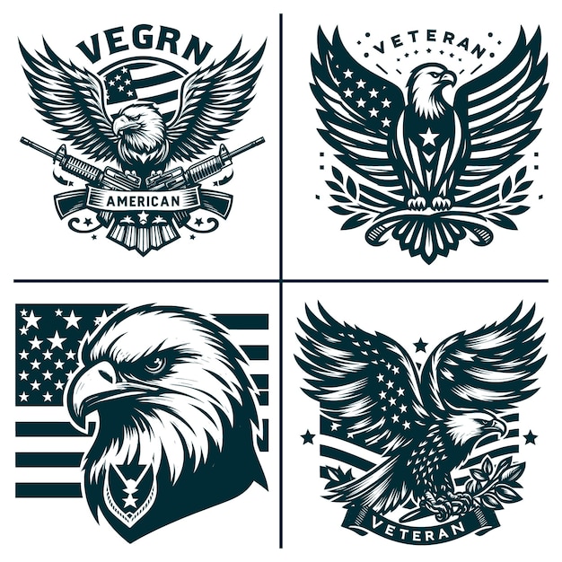 American Flag Eagle Head Face Animal Team Mascot Silhouette Files Cut File Cricut Clipart Silhouette