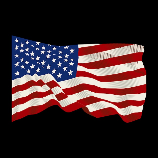 American Flag Fluttering Background