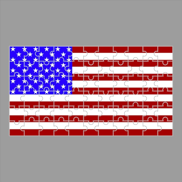 American flag from puzzles on a gray background