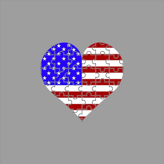 American Flag at the heart of the puzzle on gray background