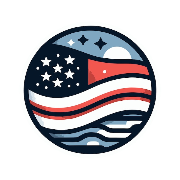 american flag logo flat vector design in vintage style