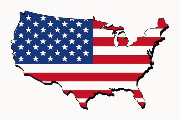 Vector american flag in map of america vector on white background