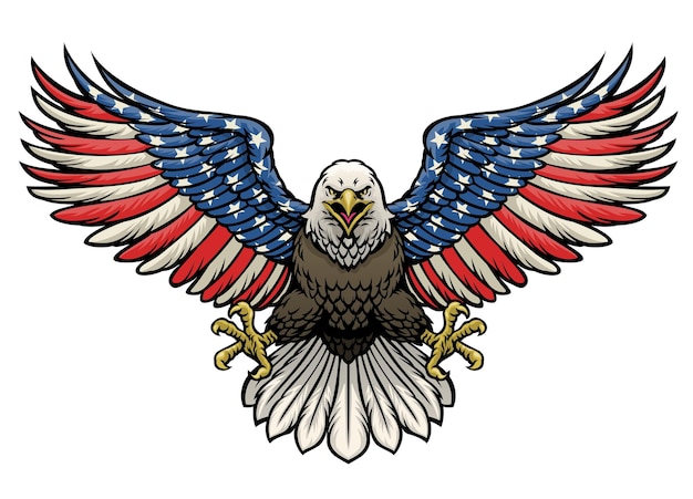 American flag painted bald eagle