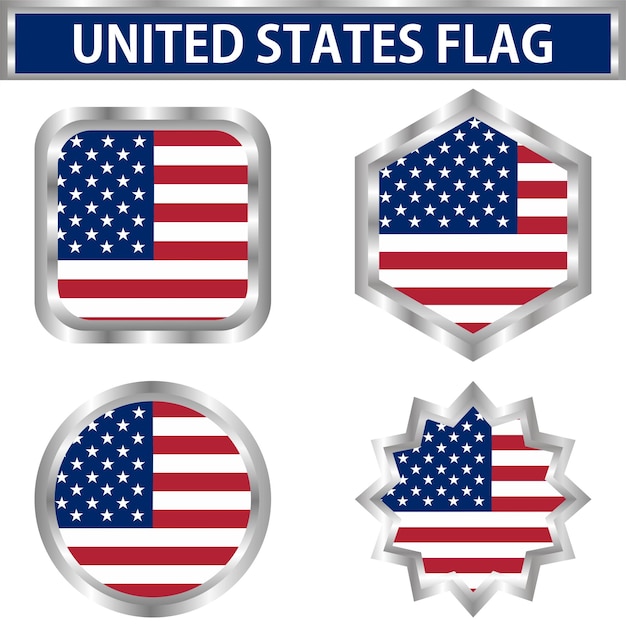 AMERICAN FLAG VECTOR DESIGN WITH STAINLESS STYLE FRAME