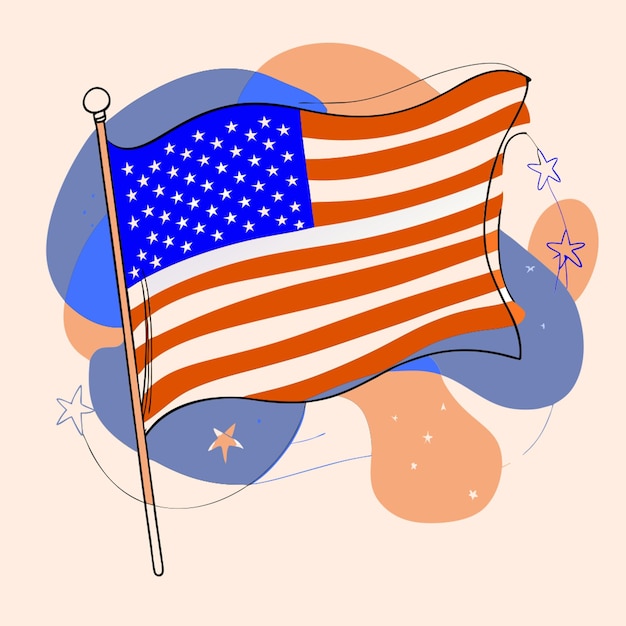 Vector american flag vector illustration line circuit