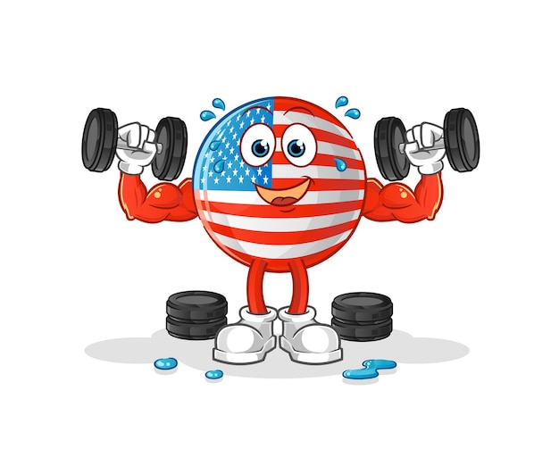 Vector american flag weight training illustration. character vector