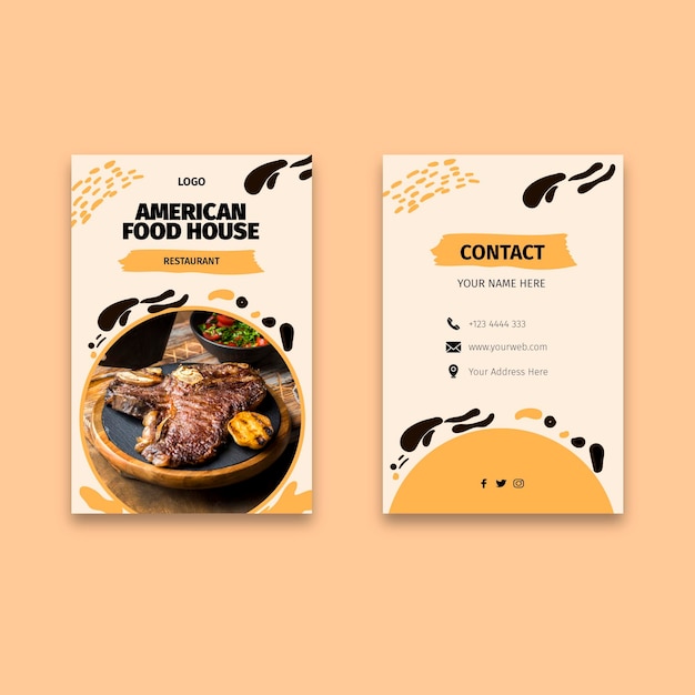 American food double-sided business card