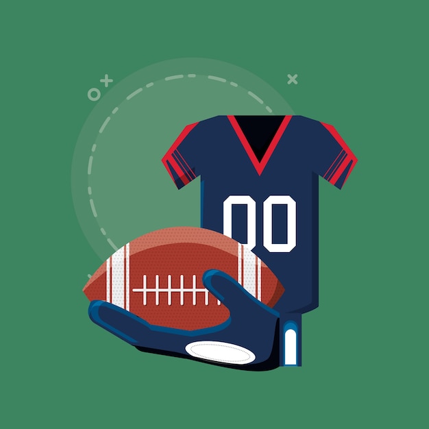 american football ball and jersey 