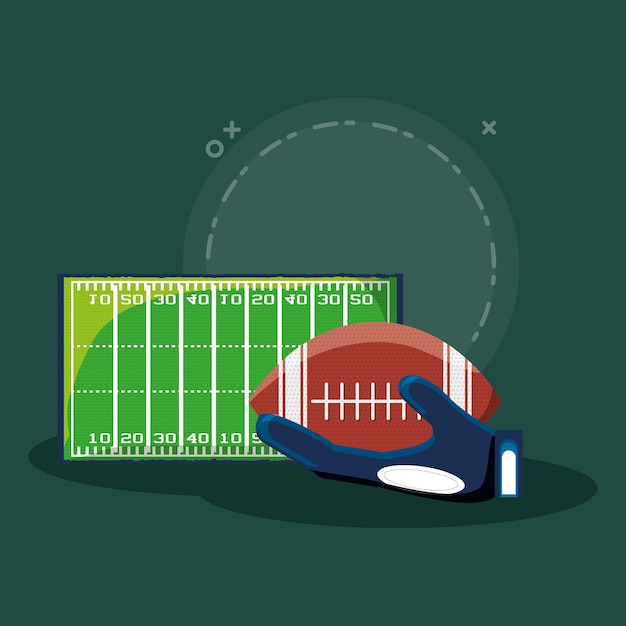 american football design with ball and field