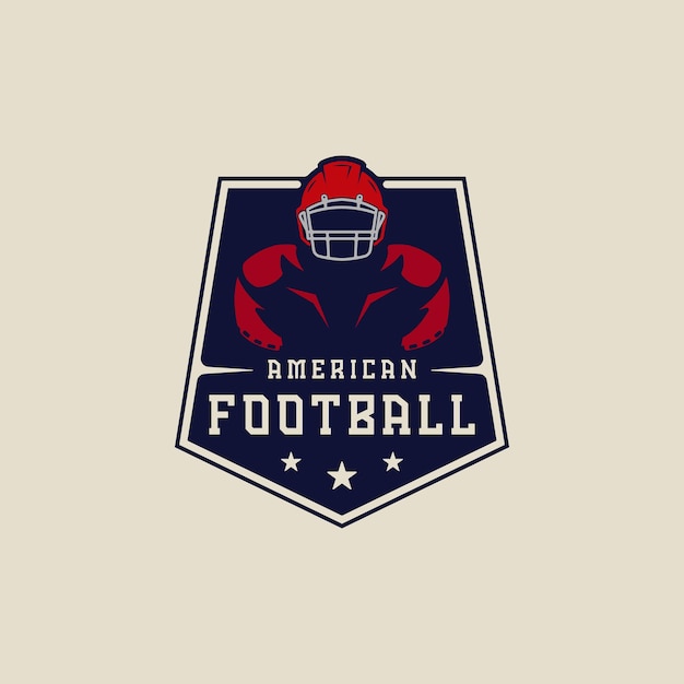 american football emblem logo vector illustration template icon graphic design sport of helmet and body athlete sign or symbol for club or league concept with badge