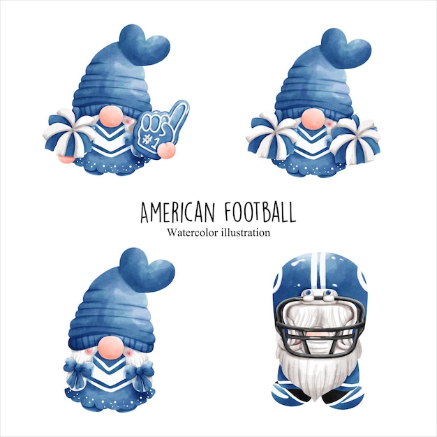 American football gnome vector illustration