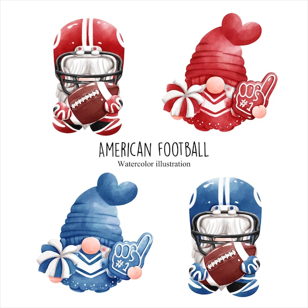 American football gnome vector illustration