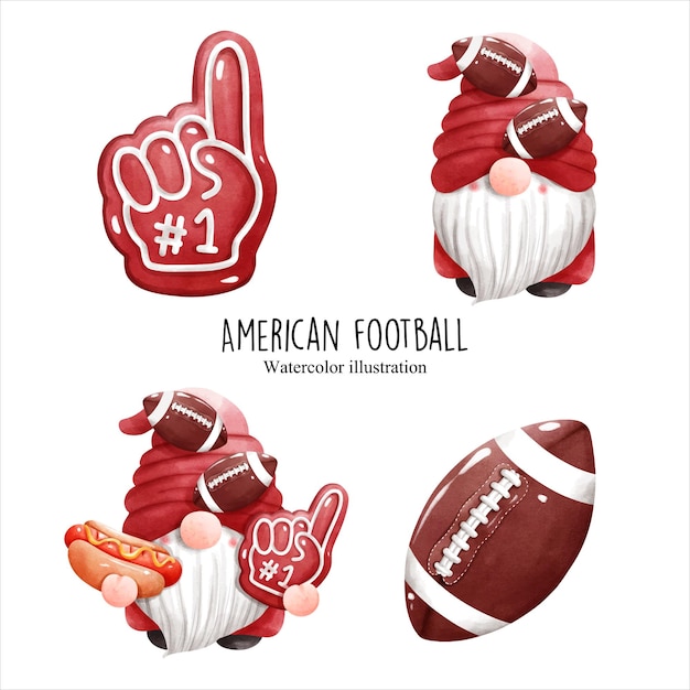 American football gnome vector illustration