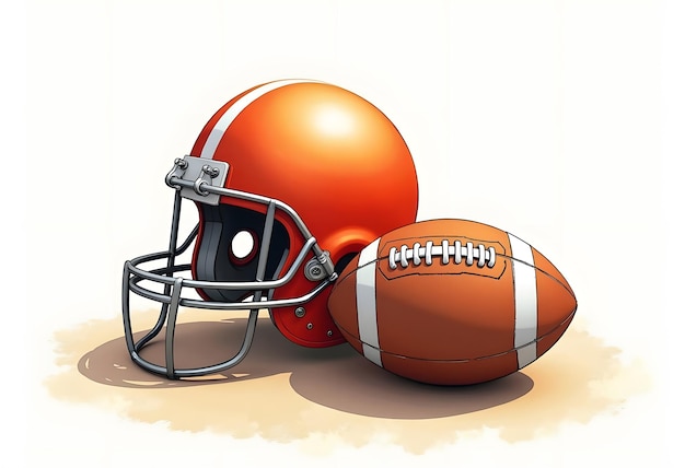 Vector american football helmet and ball isolated