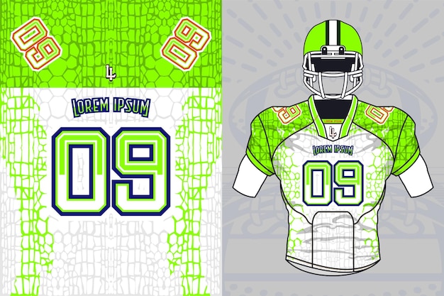 American Football Jersey design with Crocodile skin texture pattern