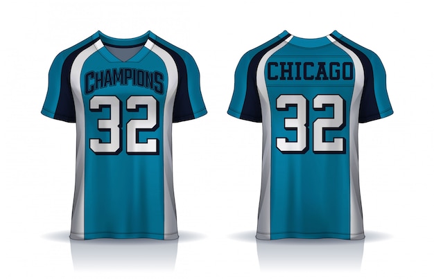 American Football jersey, t-shirt sport design template.uniform front and back view.