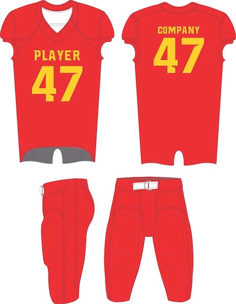 American Football Jersey,t-shirt sport design template.uniform front and back view