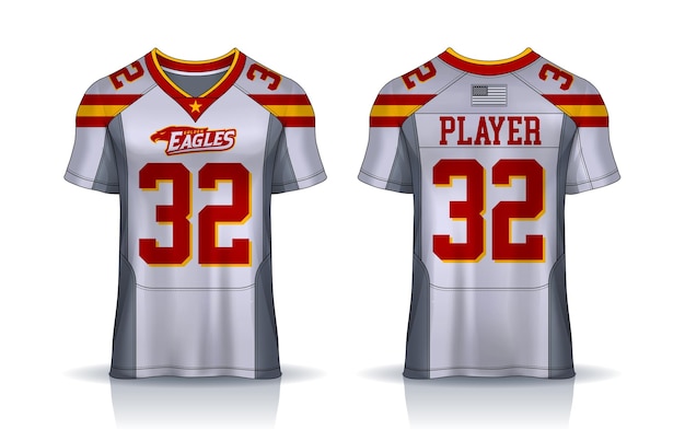 American Football jerseytshirt sport design templateuniform front and back view