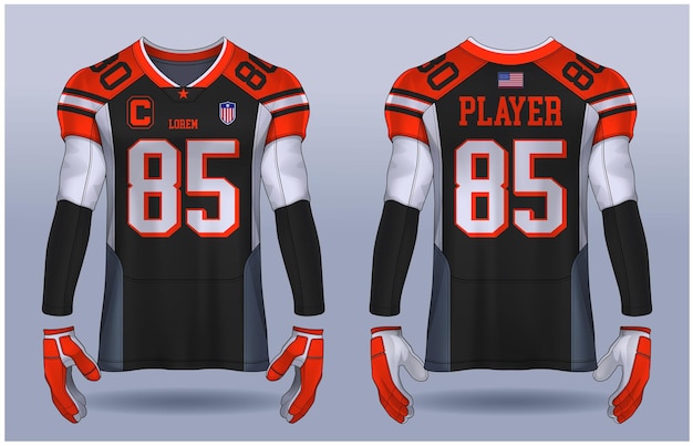 American Football jerseytshirt sport design templateuniform front and back view