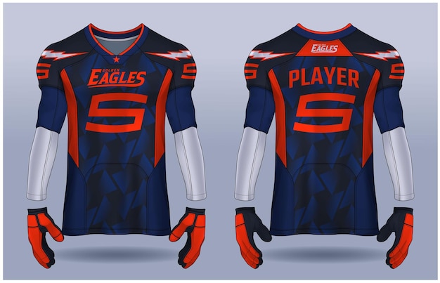 American Football jerseytshirt sport design templateuniform front and back view