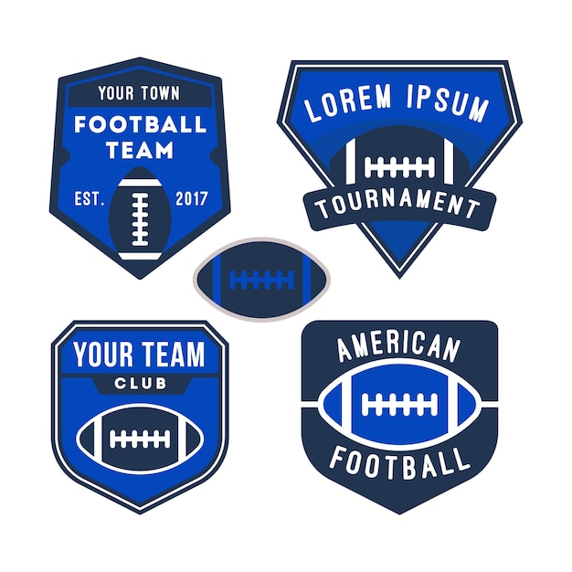 American football logo and badge set isolated in white