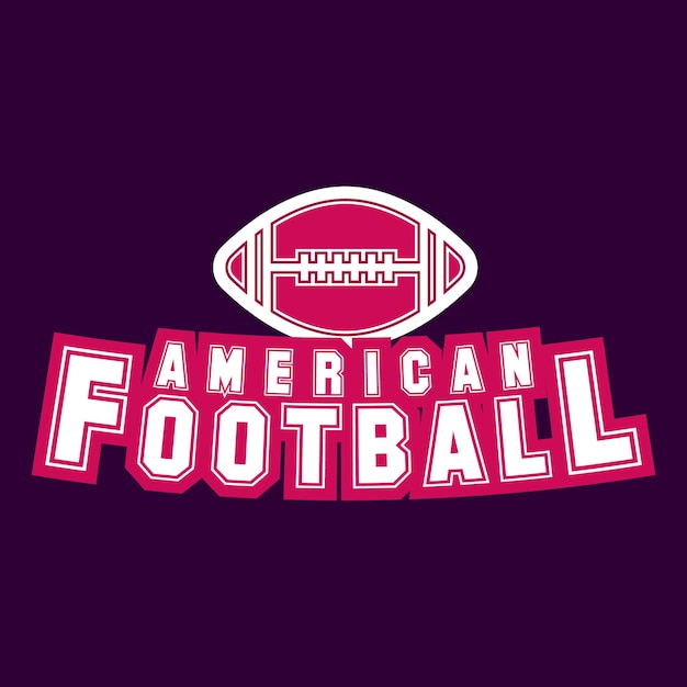 American football logo template with ball Rugby badge graphics isolated on dark background Sports typography label design Stock vector illustration