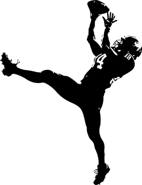 Vector american football player catching silhouette vector black color silhouette