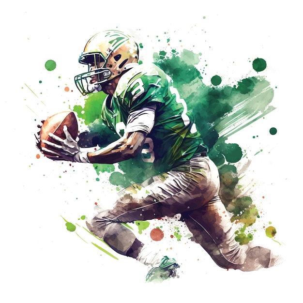 American football player watercolor paint