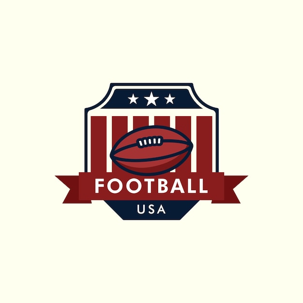 American football vintage style logo with emblem vector template illustration design