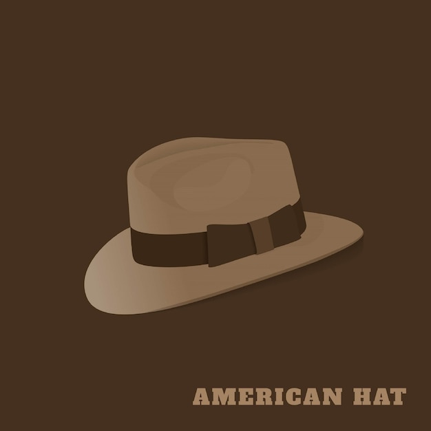 American hat or panama hat template in brown and cream color design