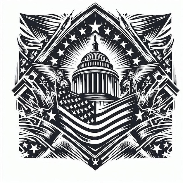 Vector american independence day deign vector usa stencil print