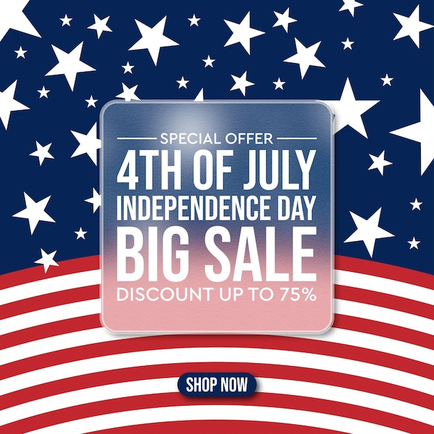 American Independence Day glassmorphism background 4th of July USA holiday