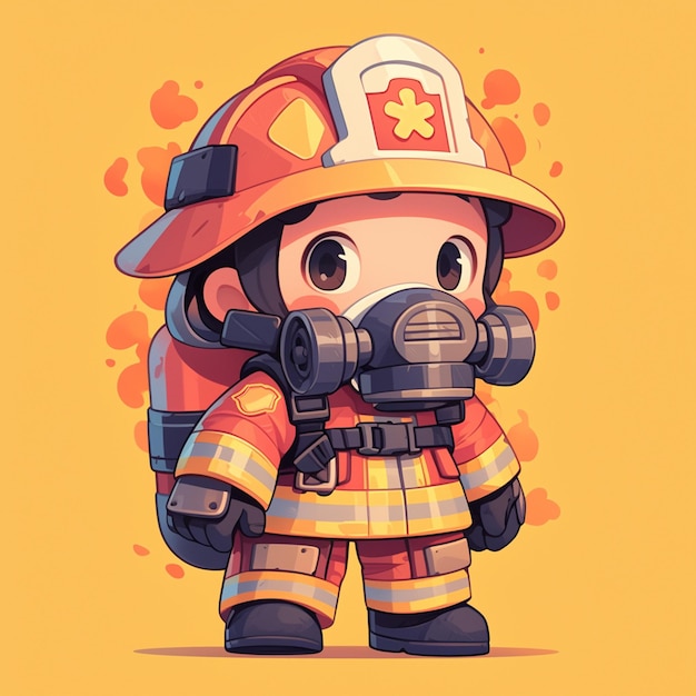 American Man Wearing a Firefighter Uniform in Action