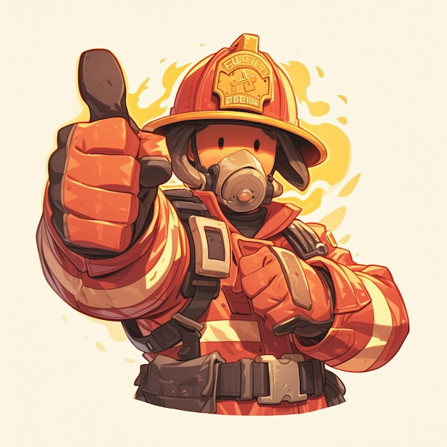 American Man Wearing a Firefighter Uniform in Action