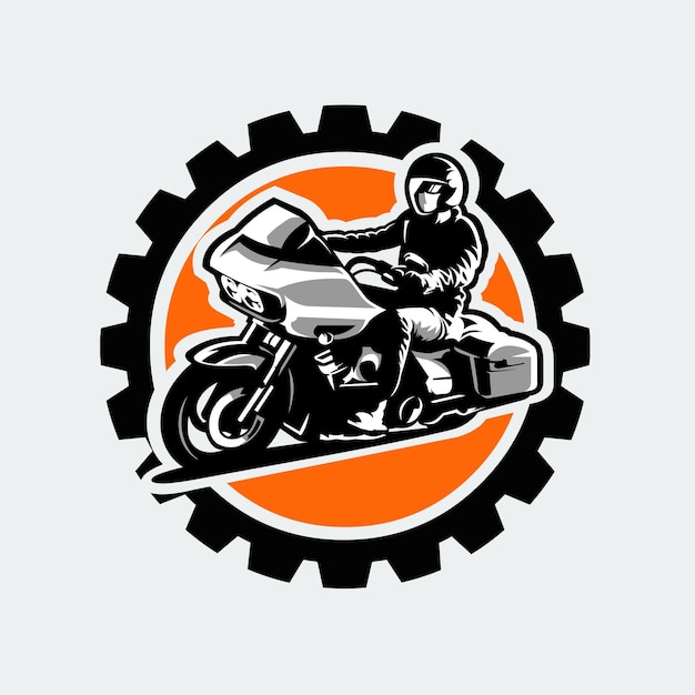 American motorcycle big bike silhouette emblem badge gear vector isolated