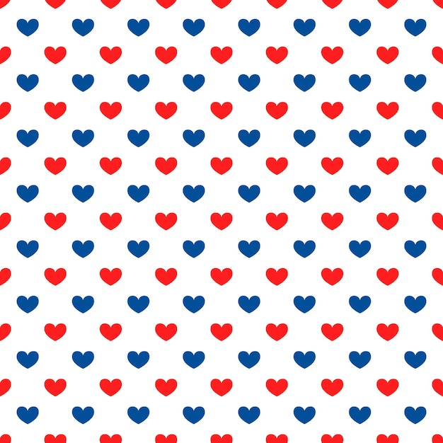 American patriotic seamless pattern USA traditional background Red blue white hearts backdrop Vector template for fabric textile wallpaper wrapping paper etc