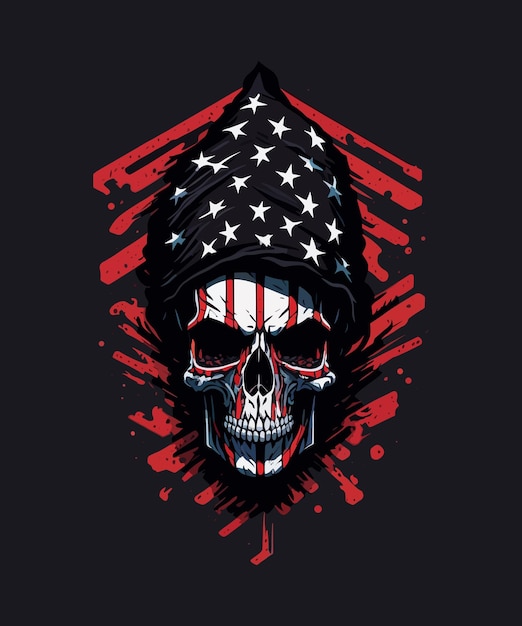 American Red skull with a flag and stars on it