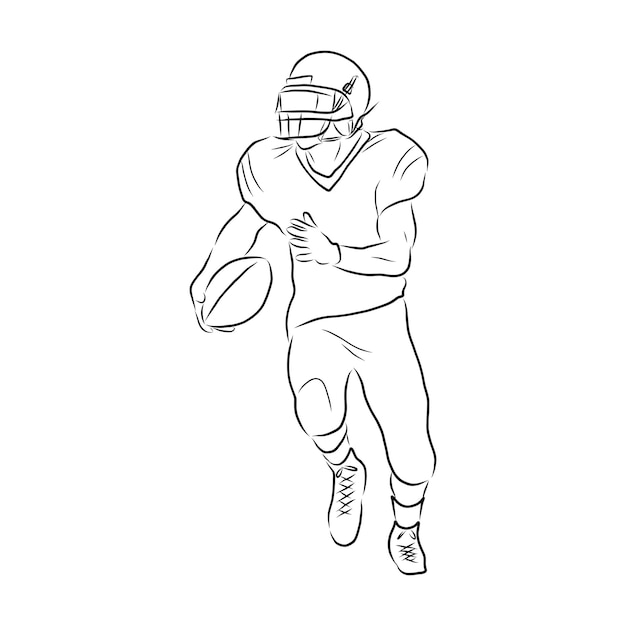 American rugby football player  vector illustration sketch hand drawn