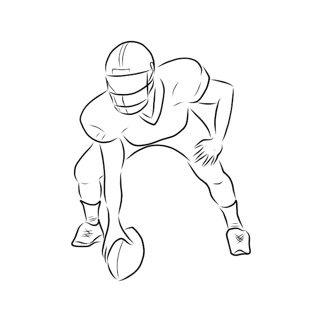 American rugby football player  vector illustration sketch hand drawn