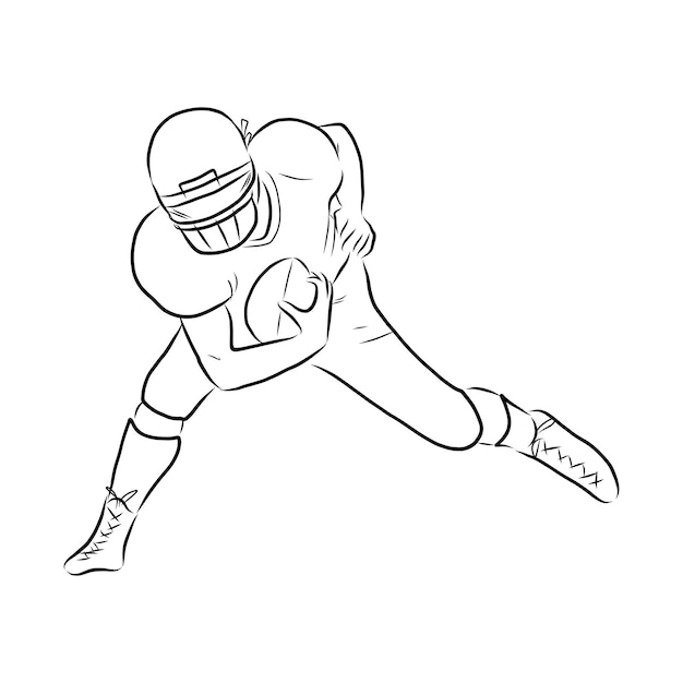 American rugby football player  vector illustration sketch hand drawn