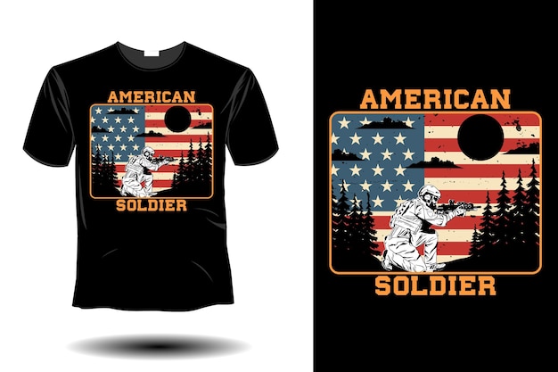 Vector american soldier mockup retro vintage design