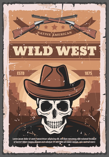 American Wild West skull and rifles