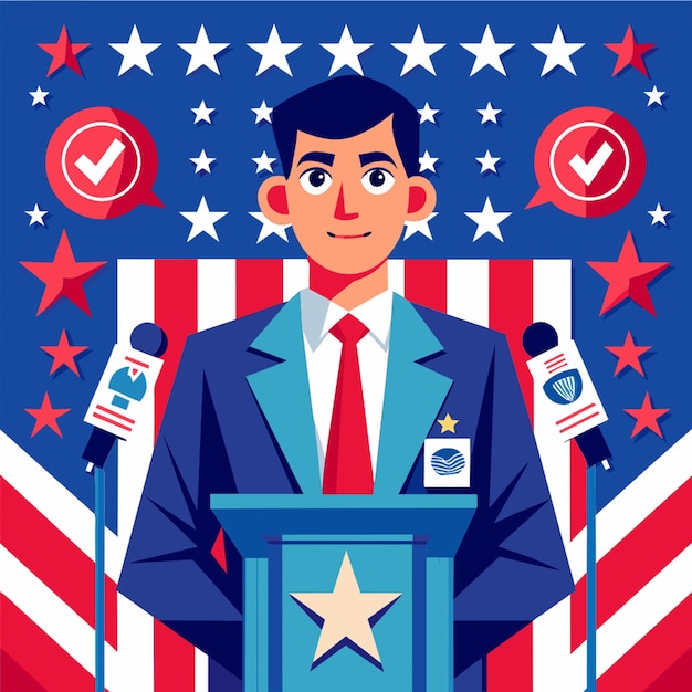 americanofficial calls for votes for him vector illustration