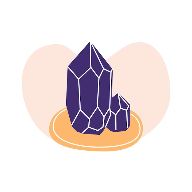 Amethyst Crystal Shard Flat cartoon vector illustration isolated on a white background