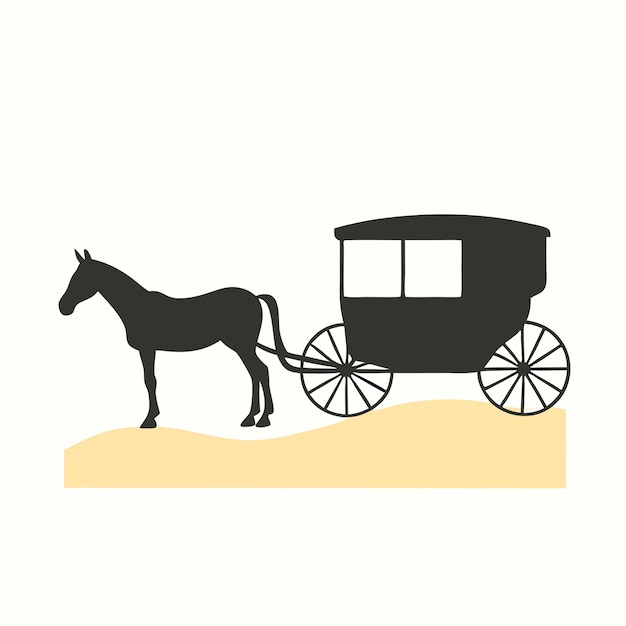 Vector a amish buggy and horse vector silhouette illustration isolated white background