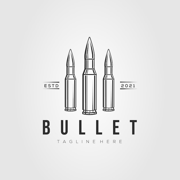 Ammo line art logo template vector illustration design. simple isolated bullet, ammunition line art symbol