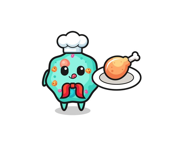 Amoeba fried chicken chef cartoon character  cute design