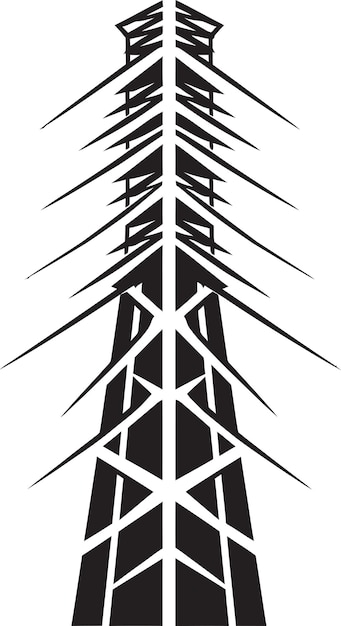 Vector amperepylon hand drawn symbol for high voltage pole energytower vector black logo design for electr