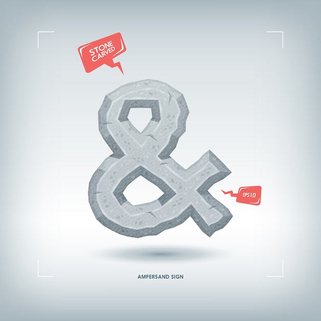 Ampersand symbol. Stone carved typeface element.  illustration.