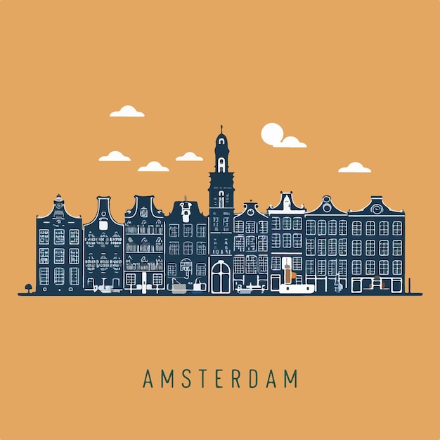 Amsterdam City Skyline Vector